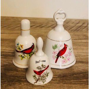 3 Vintage Porcelian Cardinal Bells